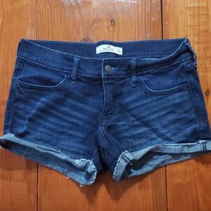 Hollister Dark Indigo Cuffed Denim Shorts